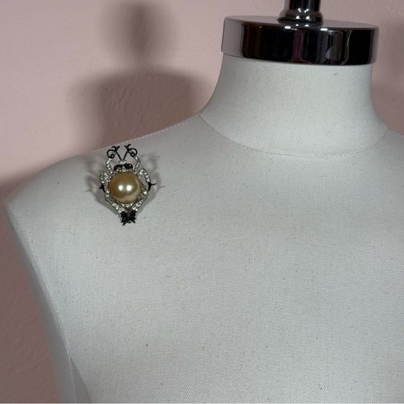 Vintage antique art deco 1920 1930 spider bug pearl dress clip brooch victorian - Picture 5 of 13